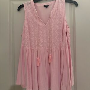 Torrid Pink Ruffled Tie Front Blouse